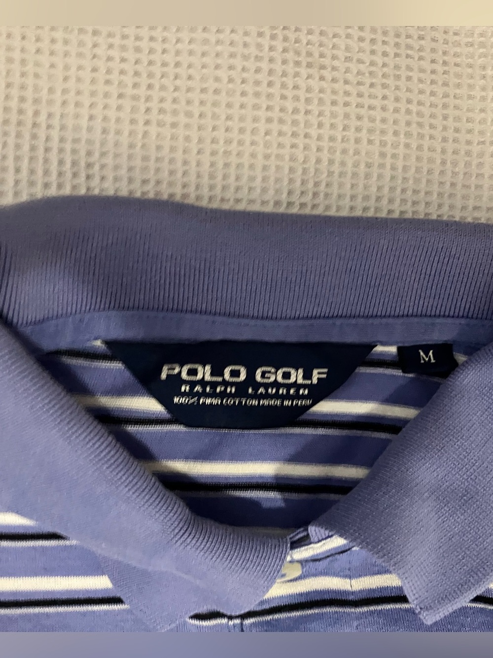 Vintage 90s Polo Golf Ralph Lauren Light Blue Stripe Polo Shirt-Mens M (EUC) - Picture 3 of 5